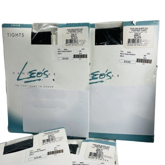 8 Pairs Leo's 409-21 Girl's Small 4-6 Black Supplex Firm Footed Tights - Picture 5 of 9